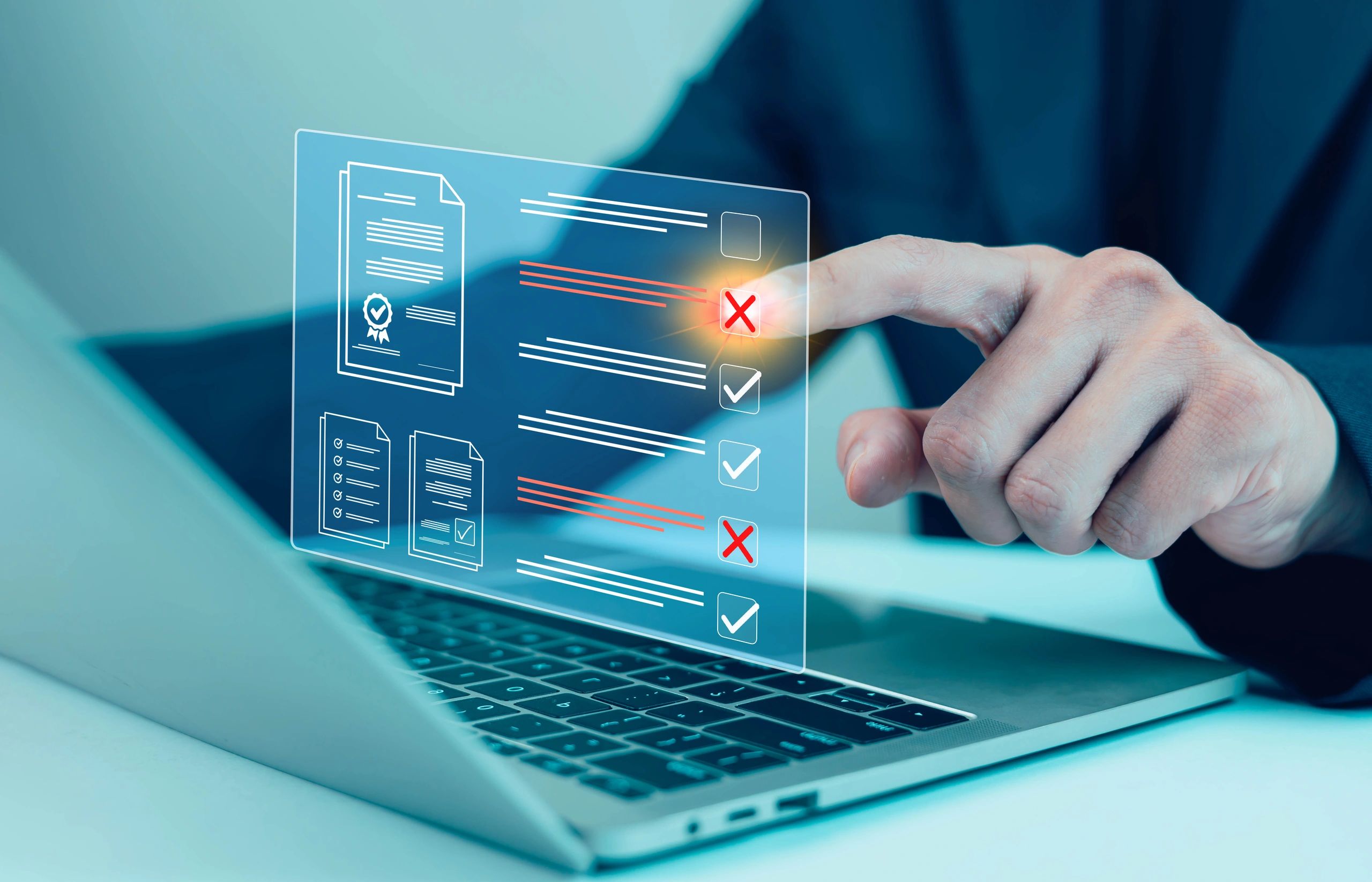 Business compliance checklist displayed on a laptop screen